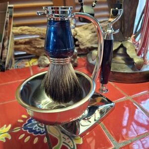Men's Shaving Set w/Badger Brush Brouk & Co. Premium 4-Piece NWT